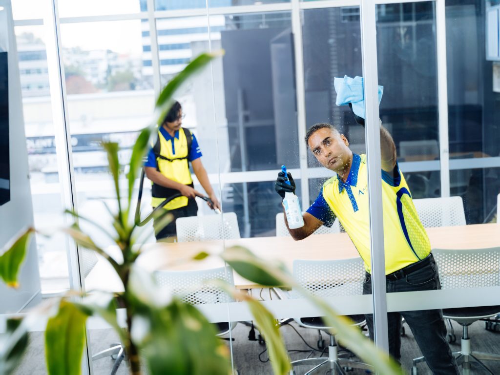 Associated Cleaning team deep cleaning an office