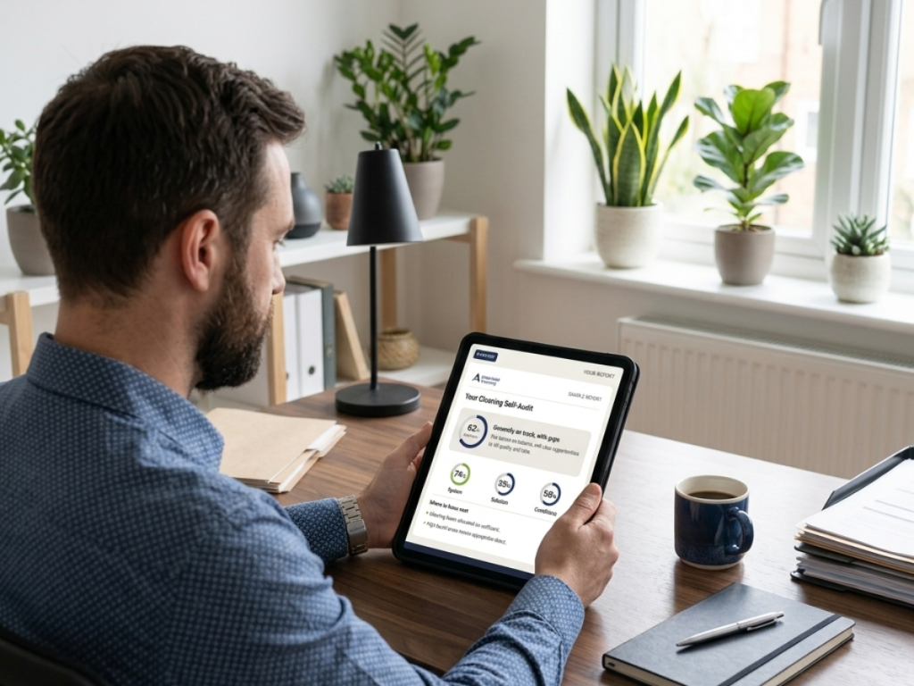 A man using our commercial cleaning contract audit tool