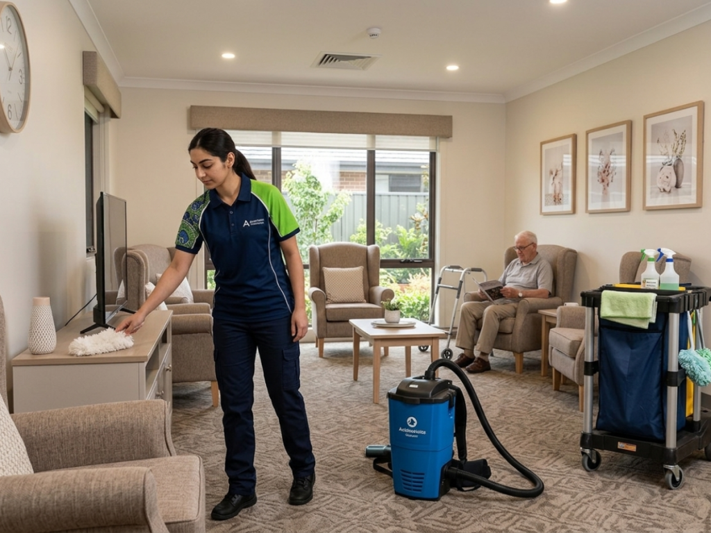 Professional cleaning on an aged care facility