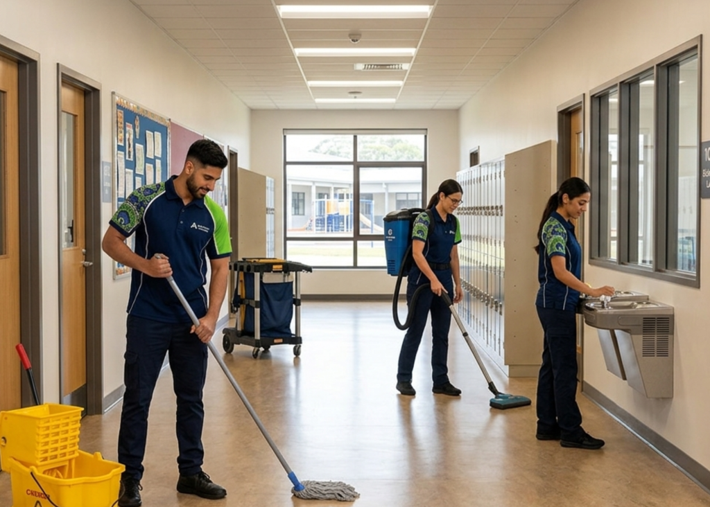 School cleaning in action