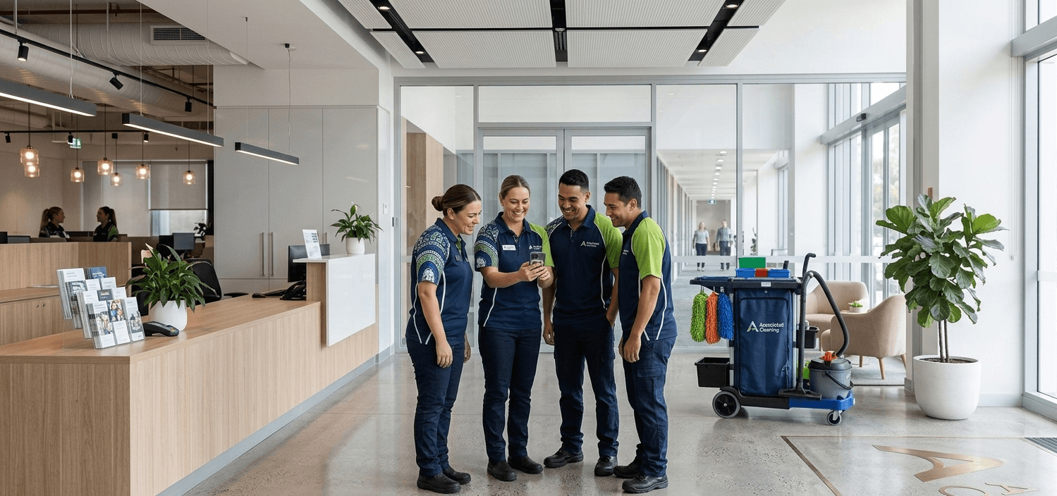 Cleaning team happily using ACS Connect