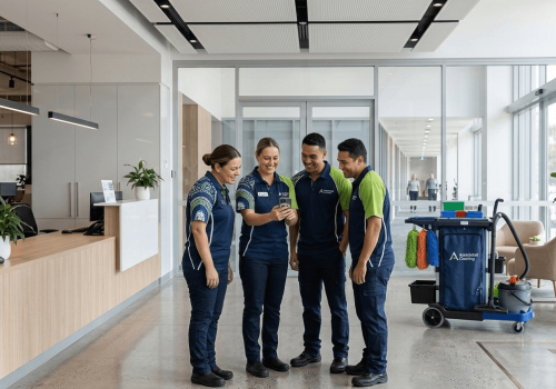 Cleaning team happily using ACS Connect